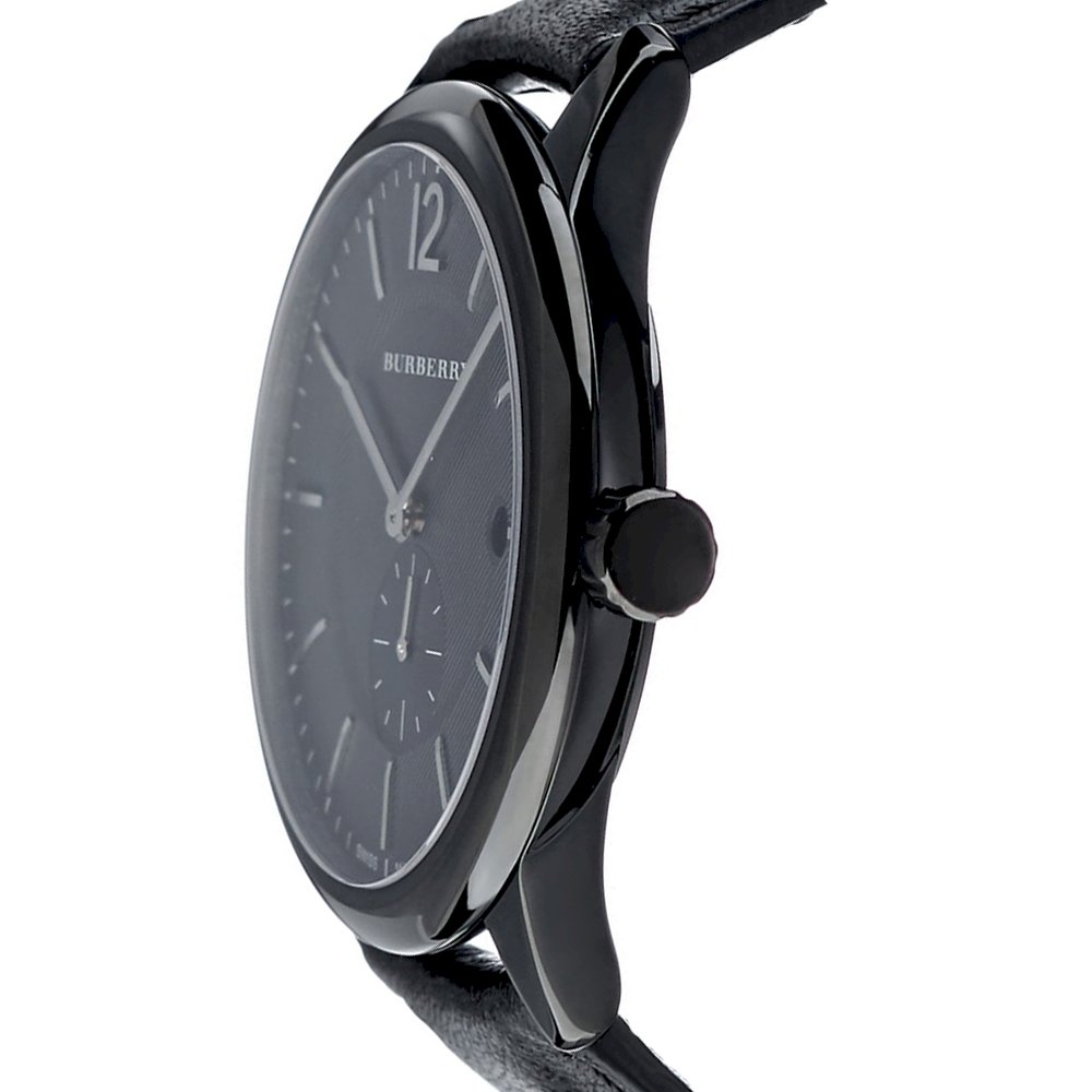 Burberry Menβs Swiss Made Leather Strap Black Dial Men's Watch BU10003 - The Watches Men & CO #2