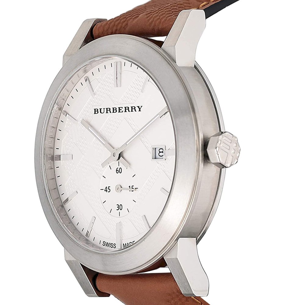 Burberry Menβs Quartz Leather Strap Silver Dial Men's Watch BU9904 - The Watches Men & CO #2