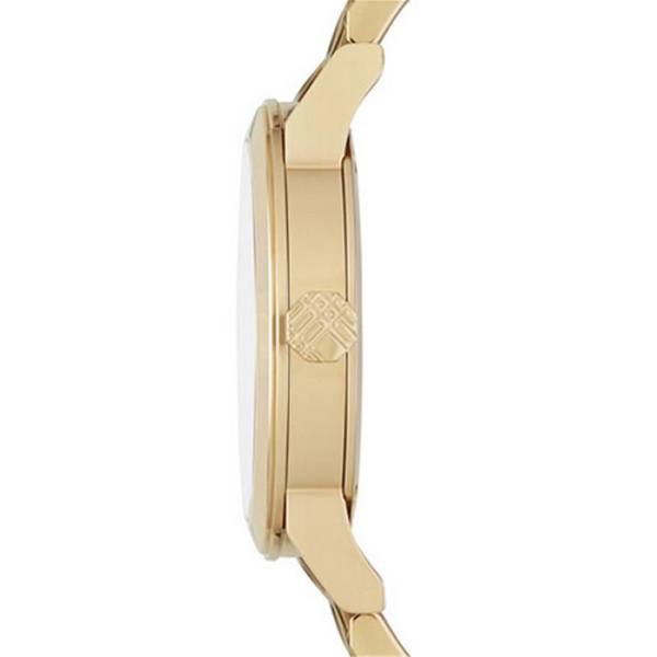 Burberry Menβs Swiss Made Quartz Black Check Stamped Leather Strap Gold Dial Men's Watch BU9032 - The Watches Men & CO #2