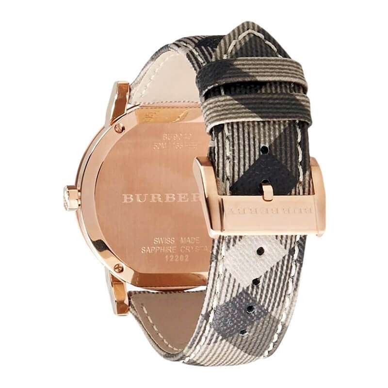 Burberry Womenβs Swiss Made Leather Strap Rose Gold Dial Women's Watch BU9040 - The Watches Men & CO #3