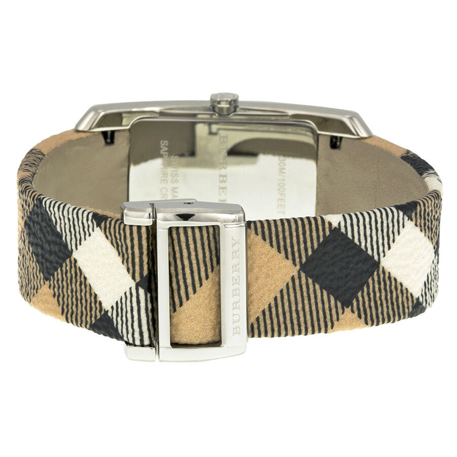 Burberry The Pioneer Silver Check-stamped Dial Haymarket Check Ladies Watch BU9406 - The Watches Men & CO #3