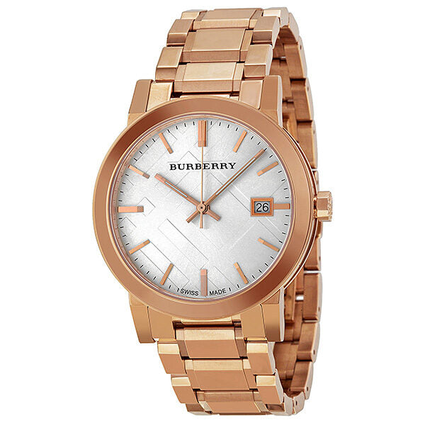 Burberry White Check Pattern Dial Rose Gold-plated Unisex Watch BU9004