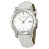 Burberry White Impressed Check Dial White Leather Strap Ladies Watch BU9128 - BigDaddy Watches