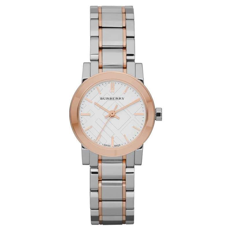 Burberry Womenβs Swiss Made Stainless Steel Silver Dial 26mm Watch BU9205 Women's Watch BU9205 - The Watches Men & Co