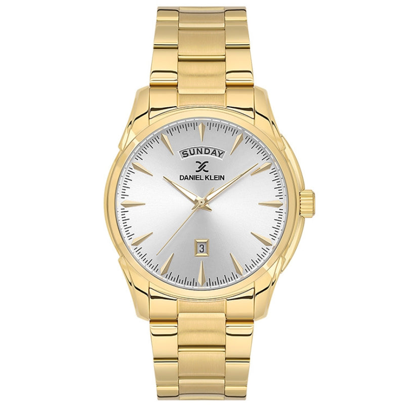 Daniel Klein Classic Day-Date White Dial Gold Watch - DK.1.13864-2