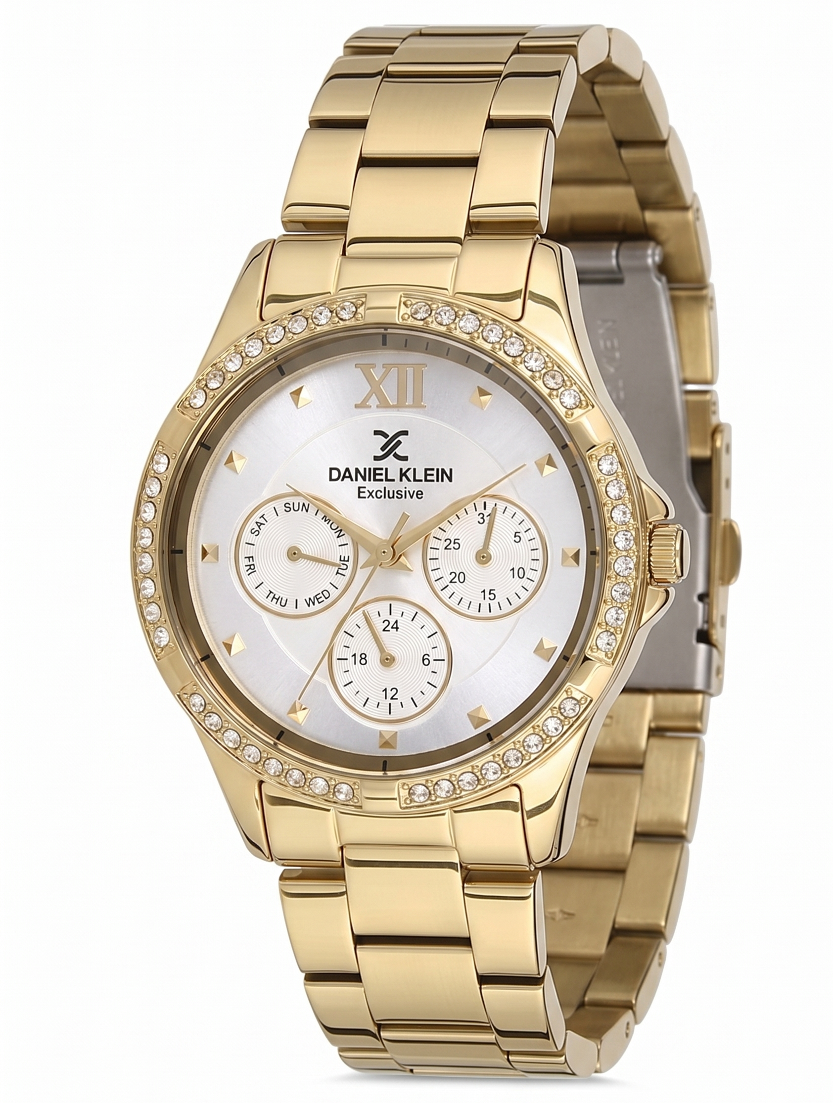 Daniel Klein Exclusive Multifunction Silver Dial Gold Watch - DK.1.12915-2