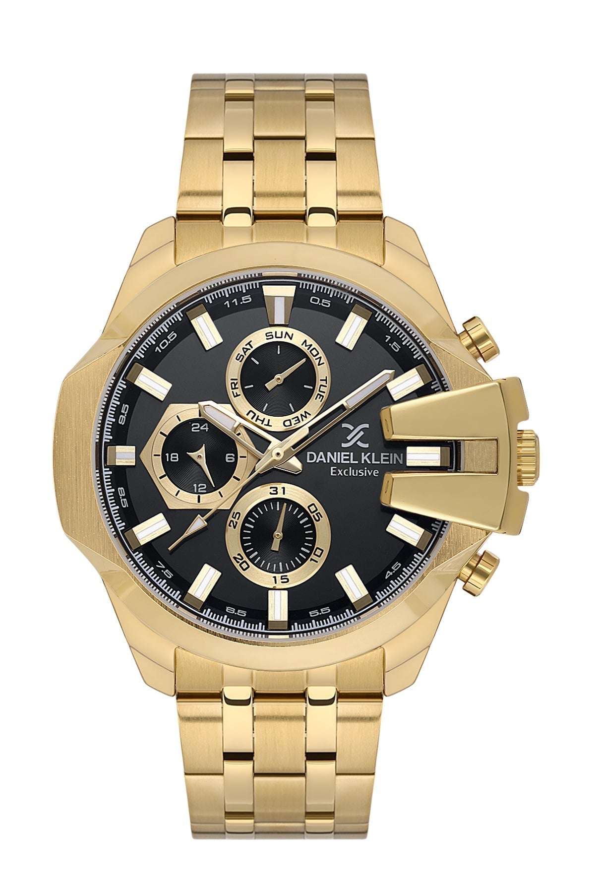 Daniel Klein Exclusive Multifunction Black Dial Gold Watch - DK.1.13848-5