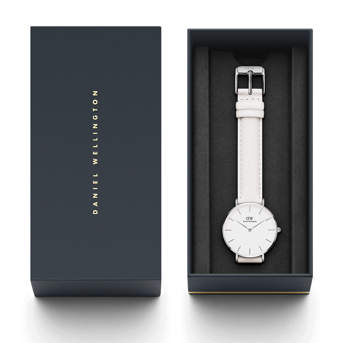 Daniel Wellington Petite Bondi 32mm watch in presentation box with owner's guide and accessories