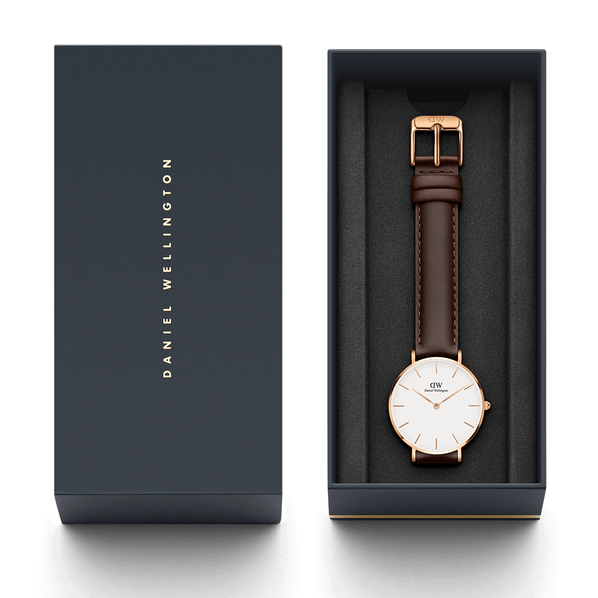 Daniel Wellington Petite Bristol 28mm White Dial Brown Genuine Leather Women's Watch - DW00100171