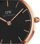 Daniel Wellington Petite St Mawes 32mm Watch Black Dial, Rose Gold Case, Brown Leather Strap- DW00100232