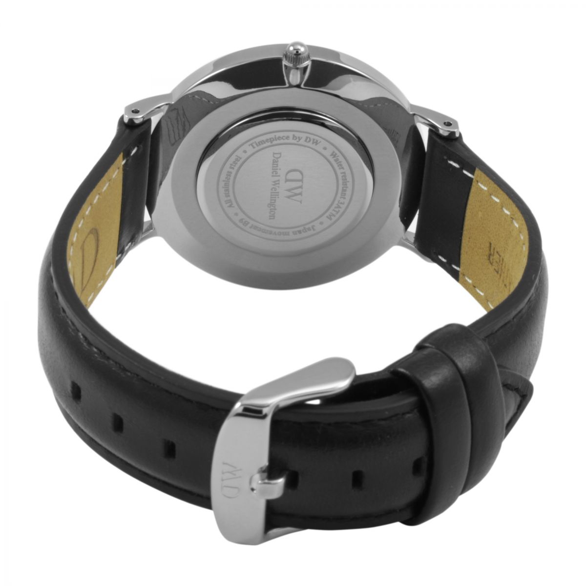 Daniel Wellington Sheffield 36mm White Dial Black Genuine Leather Silver Watch - DW00100053