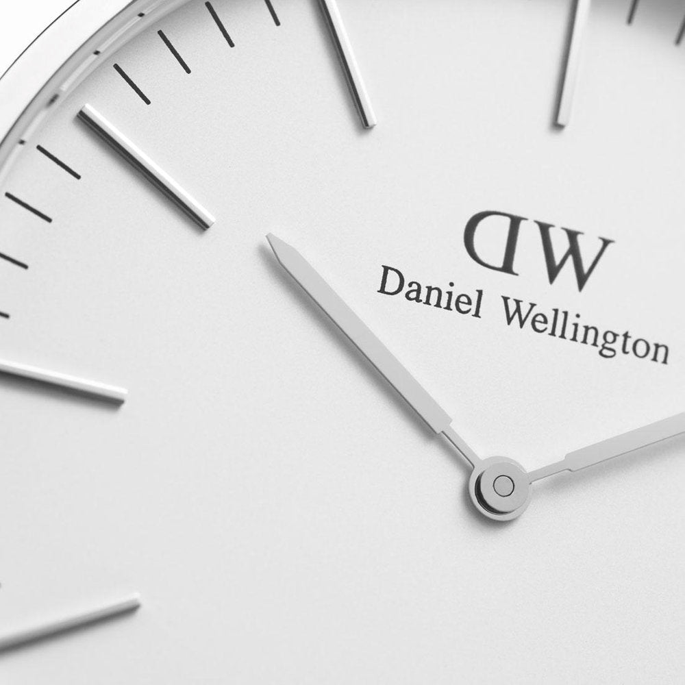 Daniel Wellington York 40mm White Dial Dark Brown Genuine Leather Men's Silver Watch - DW00100025