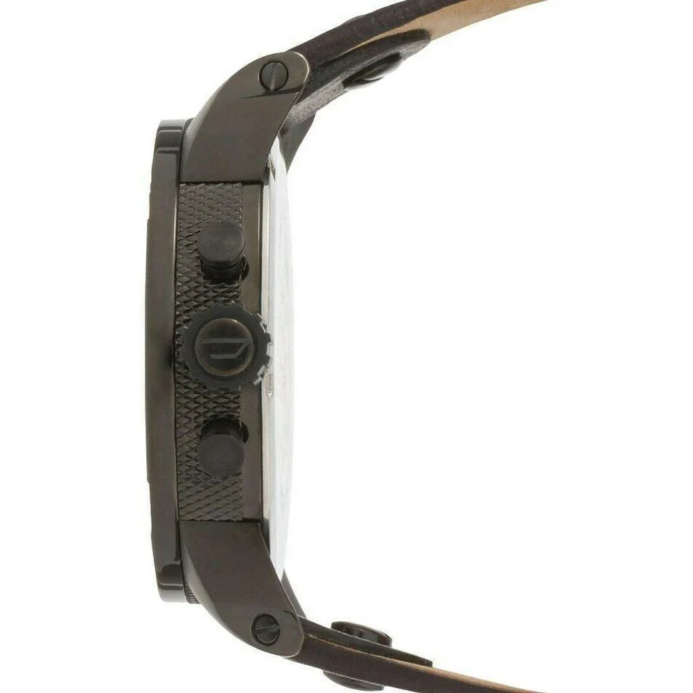 Diesel Big Daddy Chronograph Iridescent Dial Black Leather Men's Watch - DZ7257