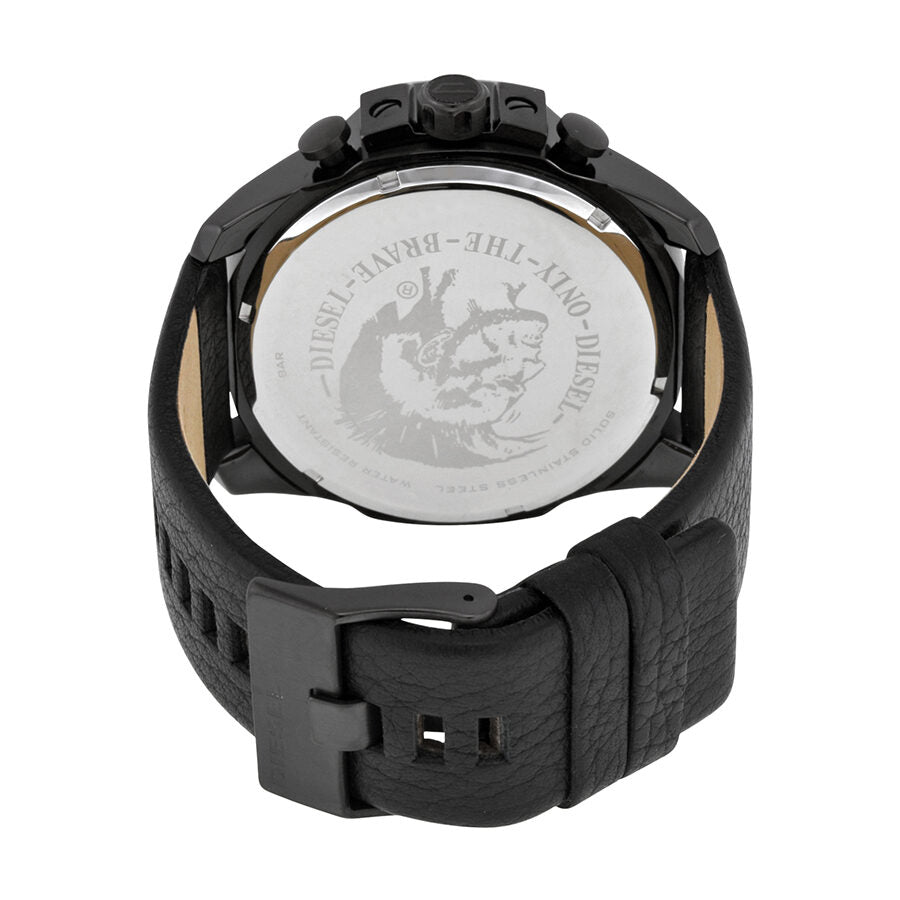 Diesel Mega Chief Chronograph Black Dial Genuine Leather Men's Watch DZ4323
