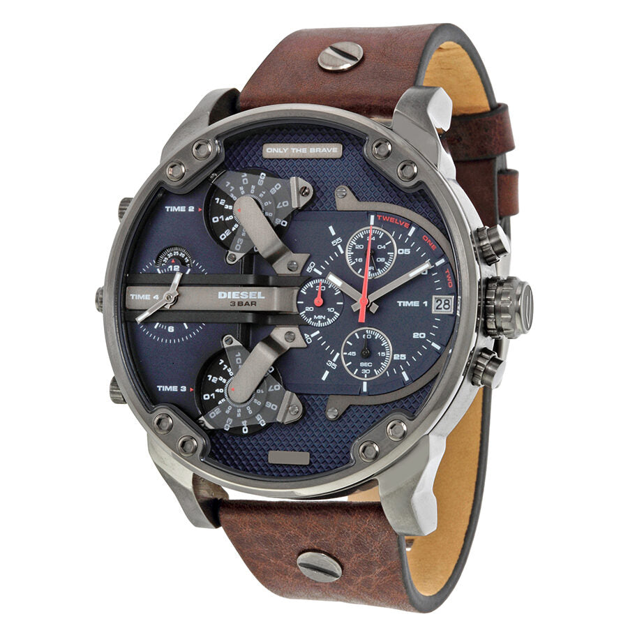 Diesel Mr Daddy Dual Time Chronograph Navy Blue Dial Men's Watch DZ7314