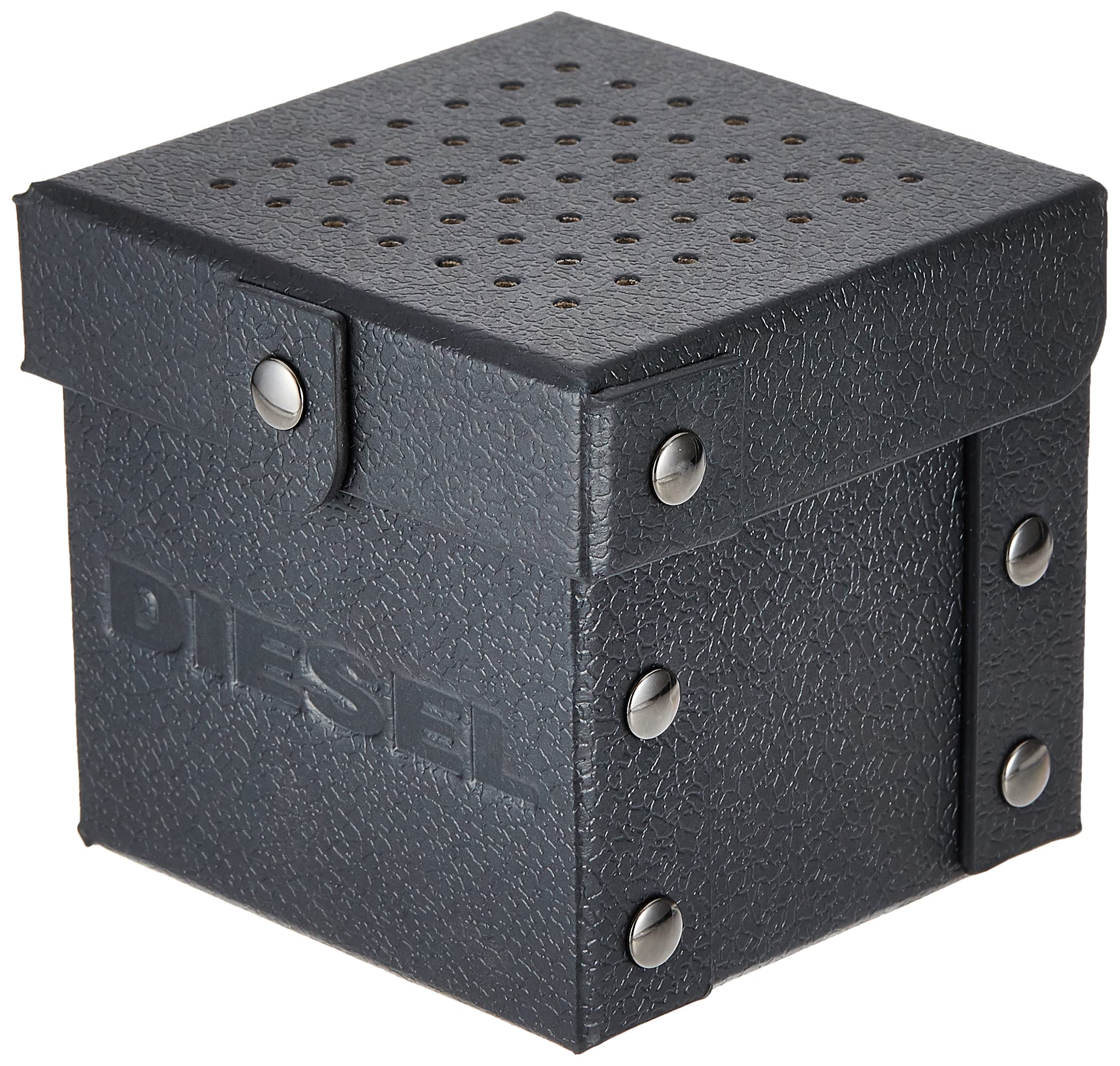 Diesel black branded watch box with perforated top