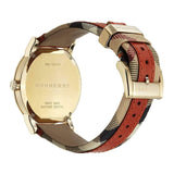 Burberry Women's Swiss Haymarket Check Fabric and Smooth Orange Leather Strap Women's Watch BU9016 - Big Daddy Watches #2
