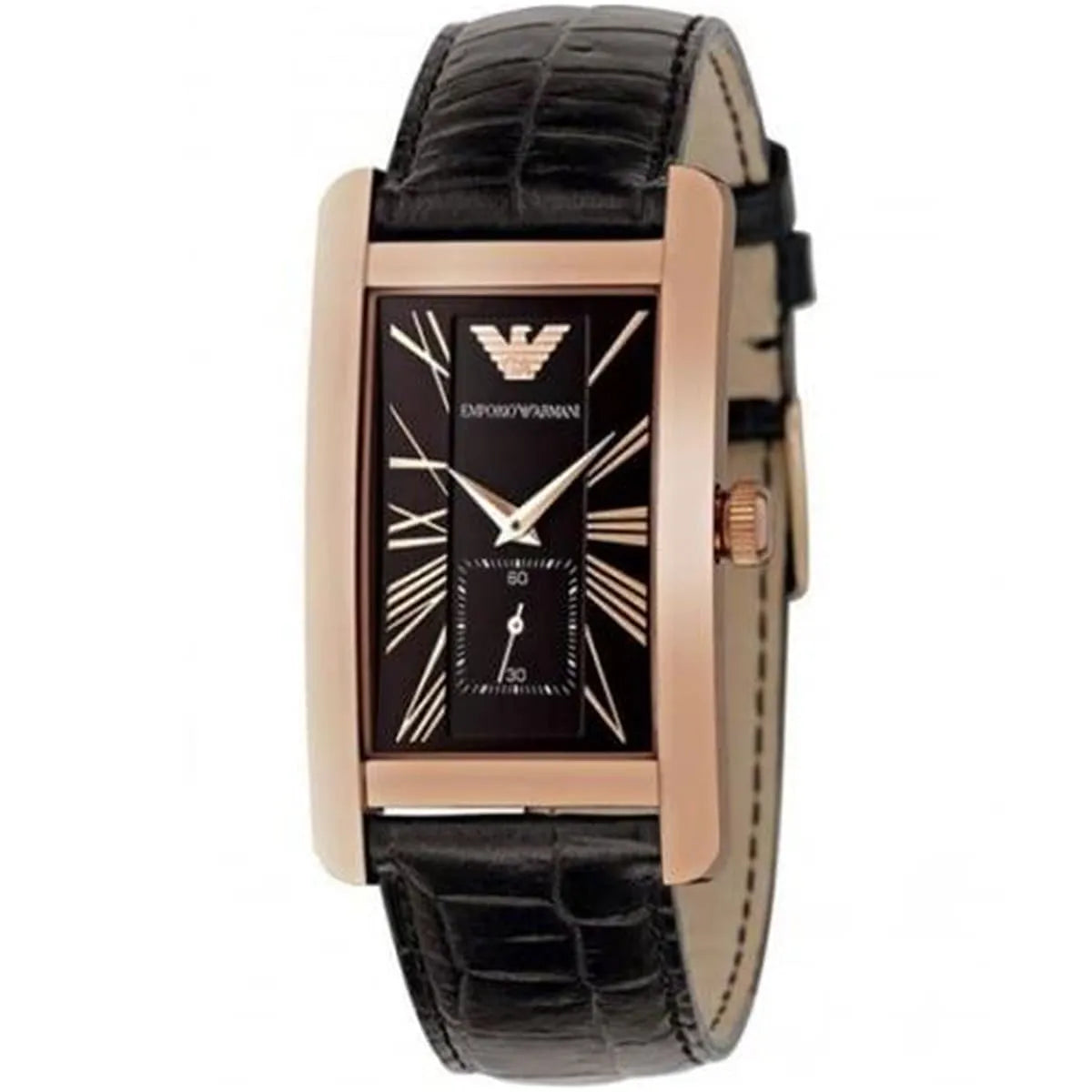 Emporio Armani Classic Black Dial Black Leather Strap Watch For Women AR0169