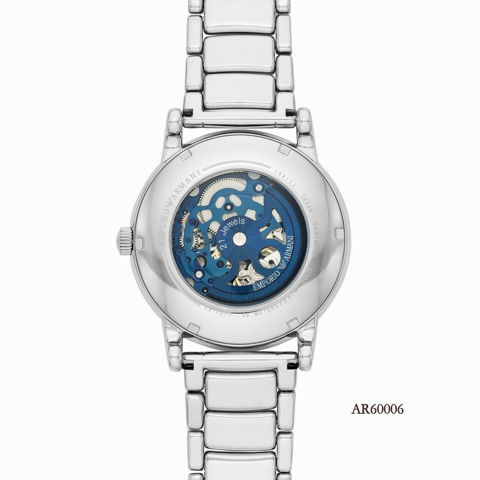Emporio Armani Automatic Silver Skeleton Dial Menβs Watch AR60006 - Watch
