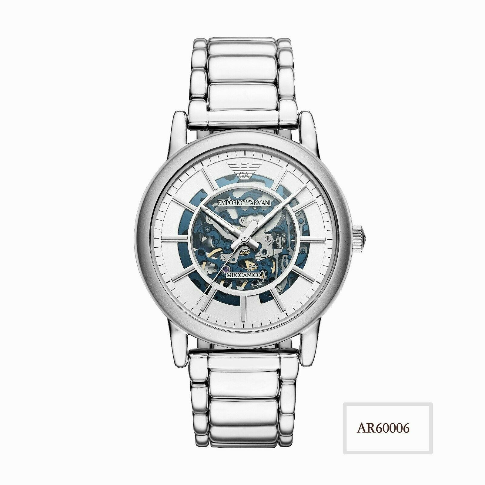 Emporio Armani Automatic Silver Skeleton Dial Menβs Watch AR60006 - Watch