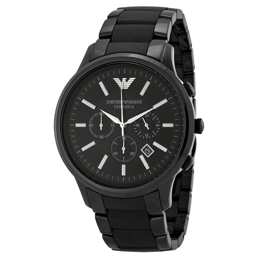 Emporio Armani Ceramica Chronograph Black Dial Men's Watch AR1451 - The Watches Men & CO