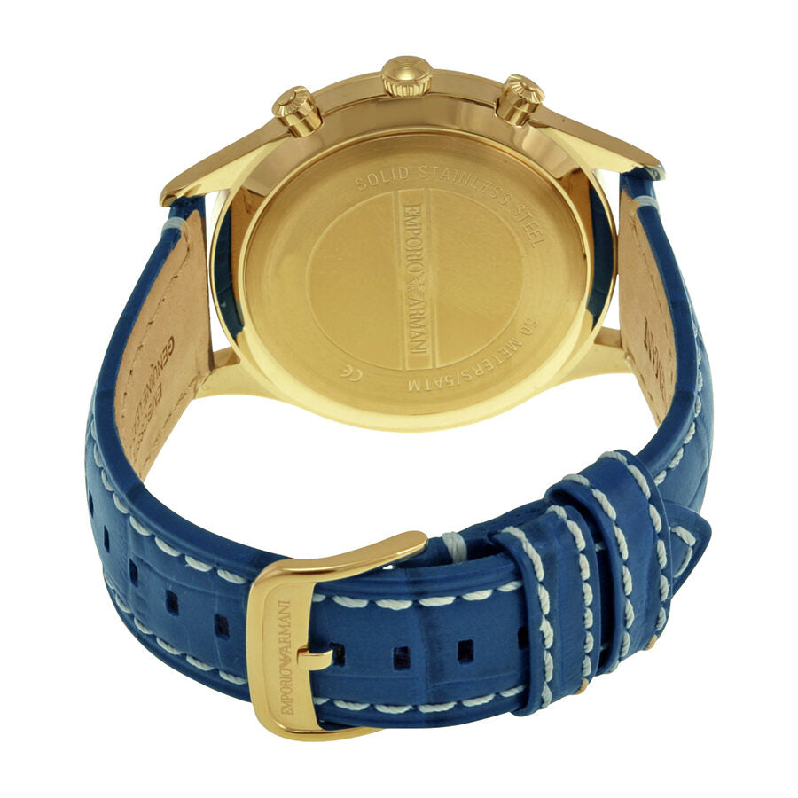 Emporio Armani Chronograph Blue Dial Blue Leather Men's Watch #AR1862 - The Watches Men & CO #3