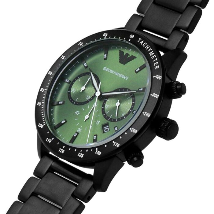 Emporio Armani Chronograph Green Dial Black Menβs Watch AR11472 - Watch