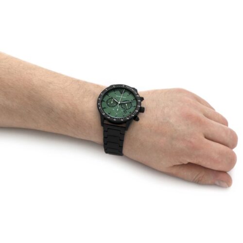 Emporio Armani Chronograph Green Dial Black Menβs Watch AR11472 - Watch