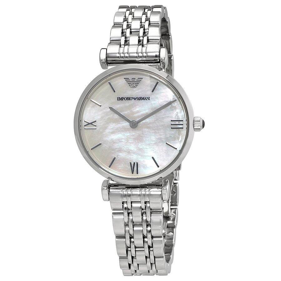 Emporio Armani Classic White MOP Dial Silver Men's Watch - AR1682