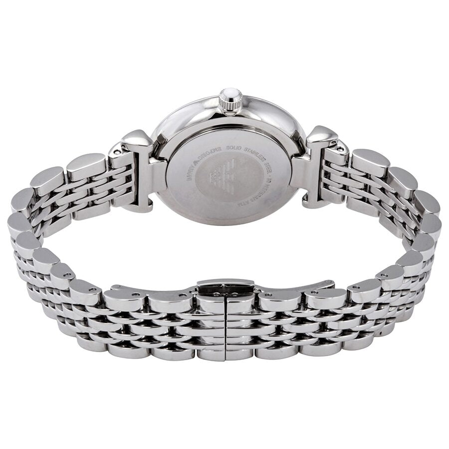 Emporio Armani Gianni T-Bar White MOP Dial Silver Women's Watch - AR11204