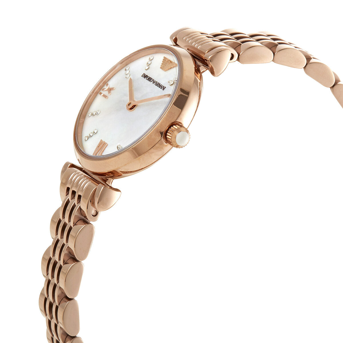 Emporio Armani Gianni T-Bar MOP Dial Rose Gold Women's Watch - AR11316