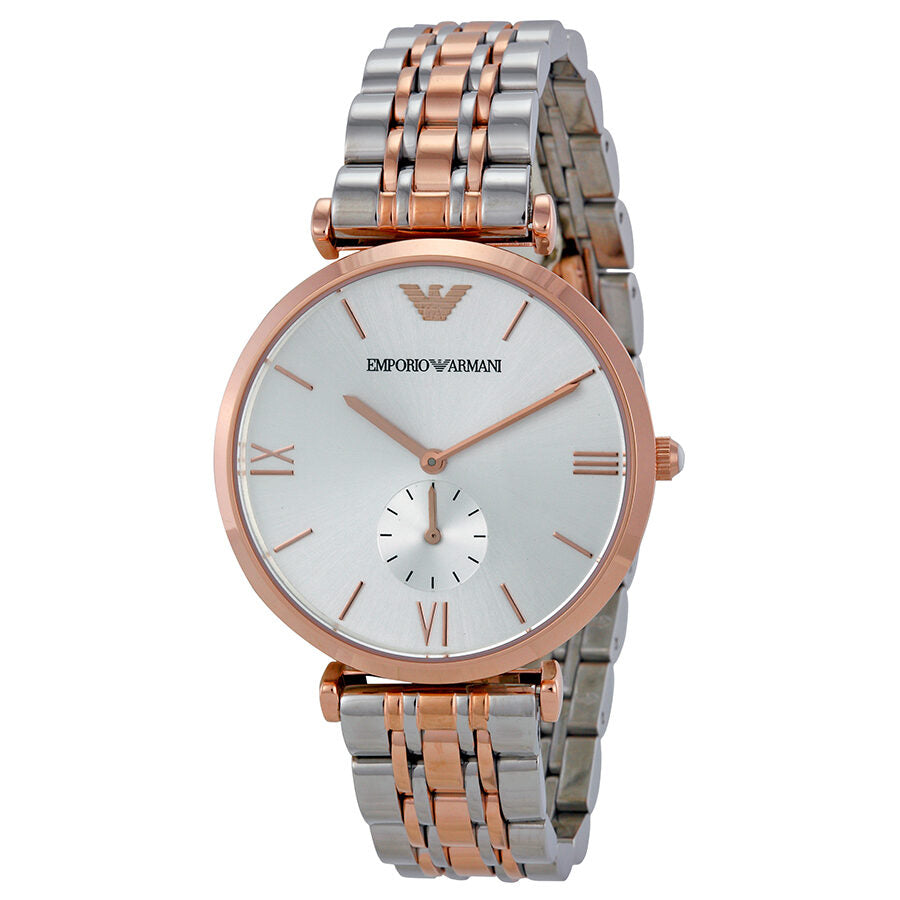 Emporio Armani Silver Dial Two-tone Stainless Steel Bracelet Men's Watch AR1677