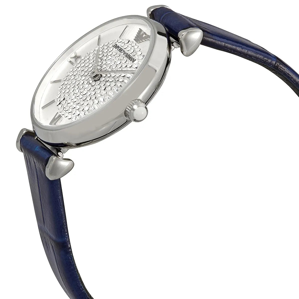 Emporio Armani Gianni T-Bar Two-Hand Blue Genuine Leather Women's Watch - AR11344