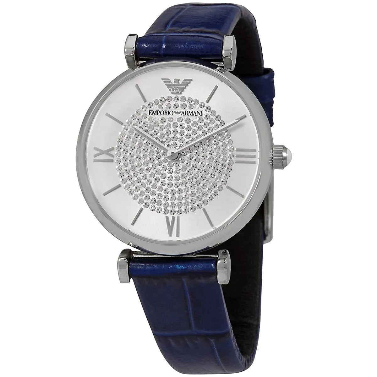 Emporio Armani Gianni T-Bar Two-Hand Blue Genuine Leather Women's Watch - AR11344