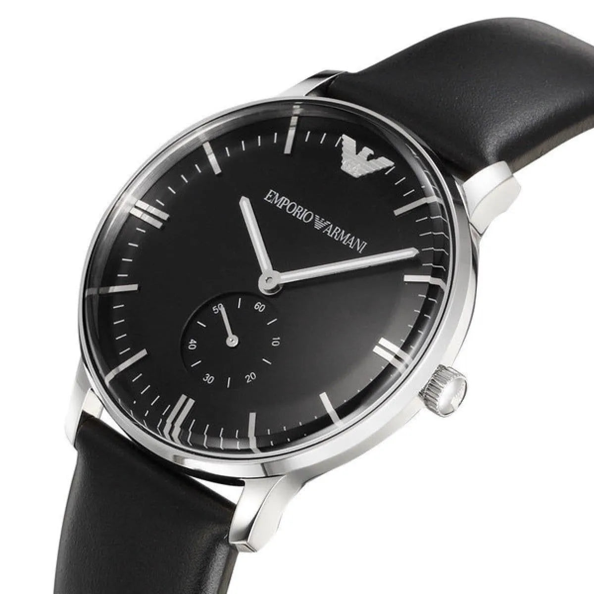 Emporio Armani Gianni Sub Dial Black Genuine Leather Men's Watch - AR0382