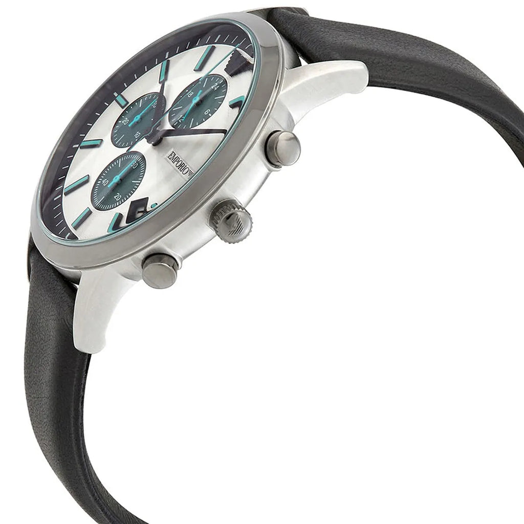 Emporio Armani Renato Chronograph Black Genuine Leather Men's Watch - AR11473