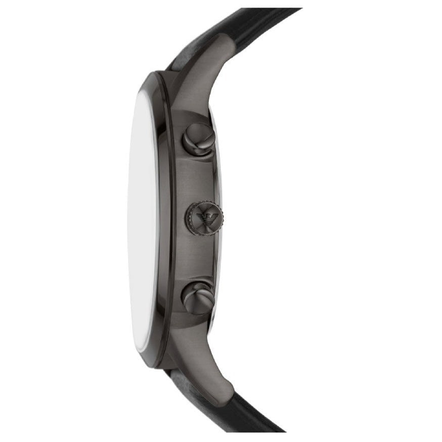 Emporio Armani Renato Chronograph Black Genuine Leather Men's Watch - AR11473