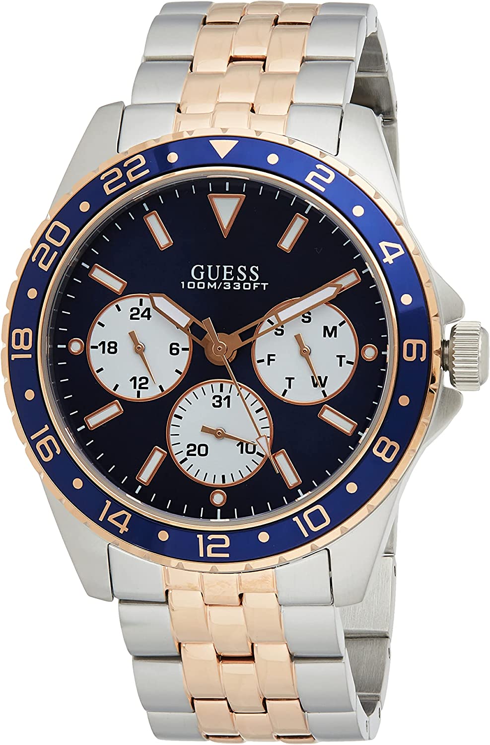 Guess Odyssey Blue Dial Two-Tone Menβs Watch W1107G3 - Watch