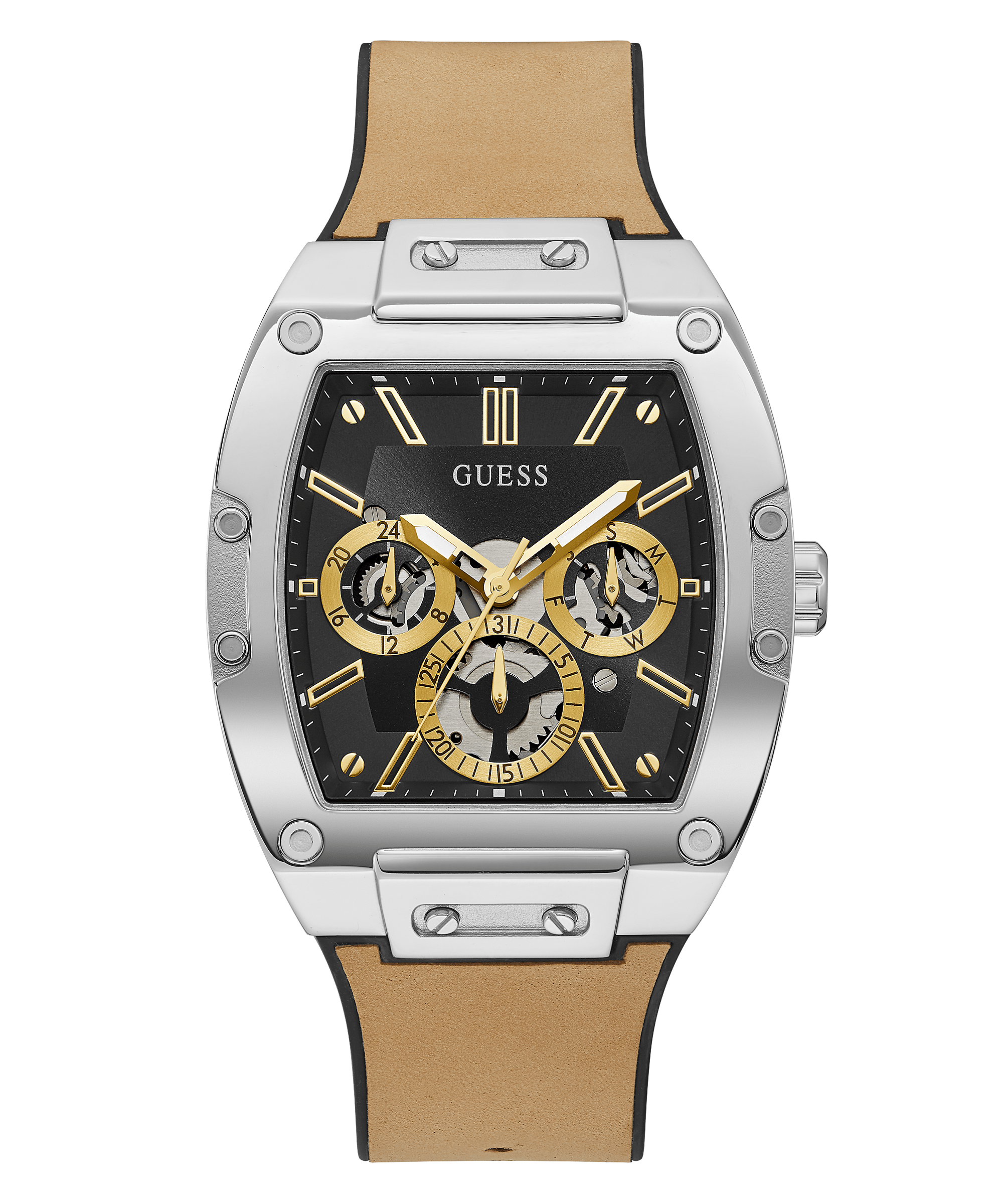 Guess Phoenix Beige Leather Strap Men’s Watch GW0202G3 - Watch