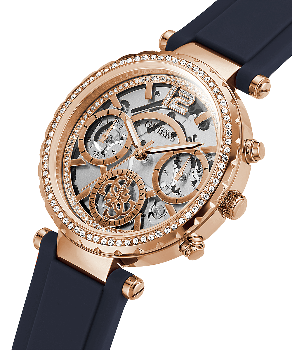Guess Rose Gold Rubber Strap Womenβs Watch GW0484L2 - Watch