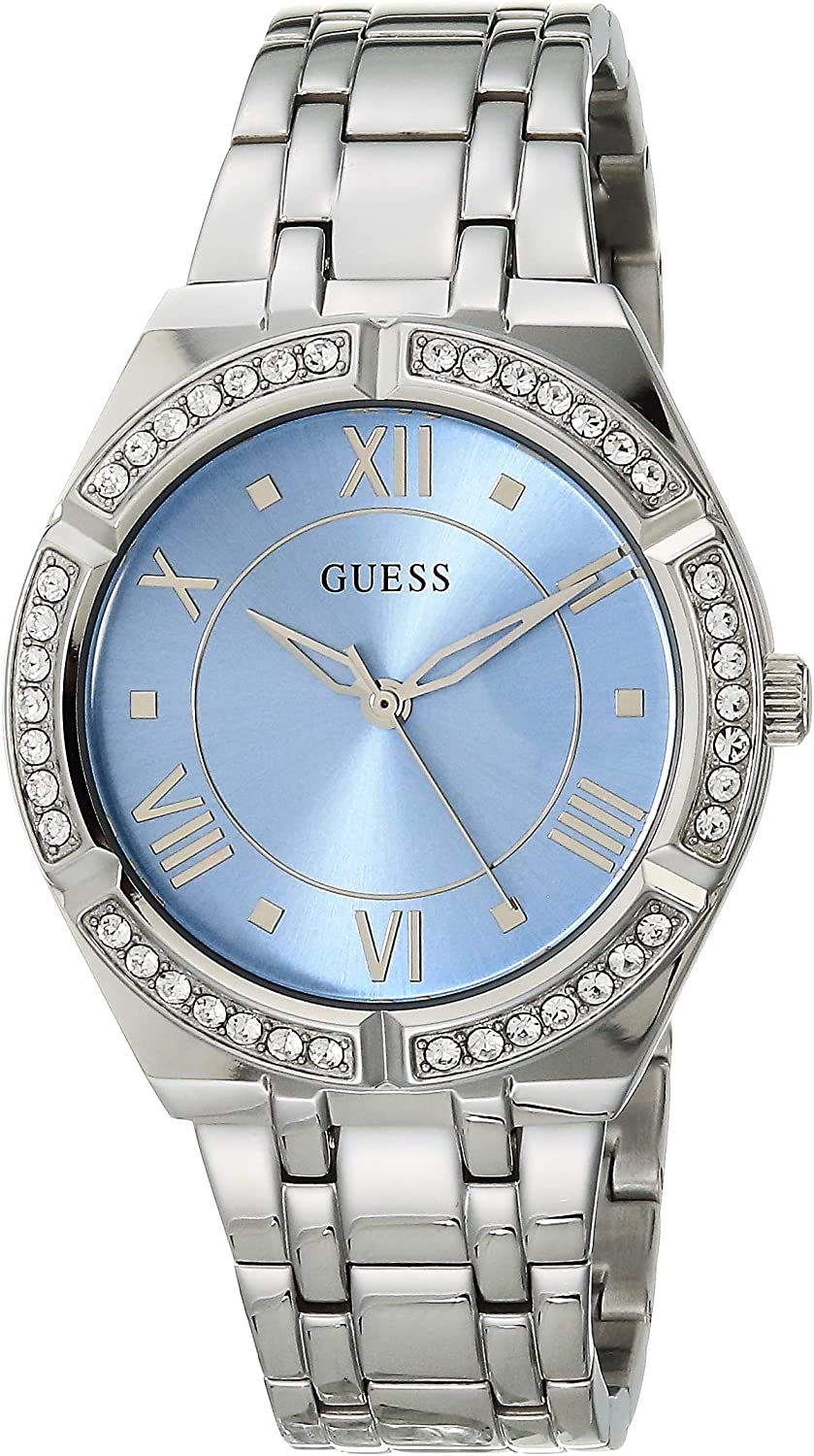 Guess Silver Tone Cosmo Blue Dial Womenβs Watch GW0033L5 - Watch
