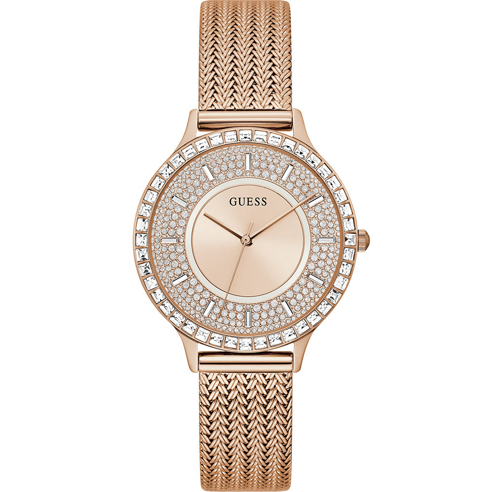 Guess Soiree Rose Gold Tone Mesh Strap Women’s Watch GW0402L3 - Watch