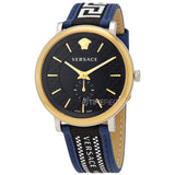 Versace V-Circle Black Dial Blue Leather Strap Watch for Men - VEBQ01419 VEBQ01419 - Image 2