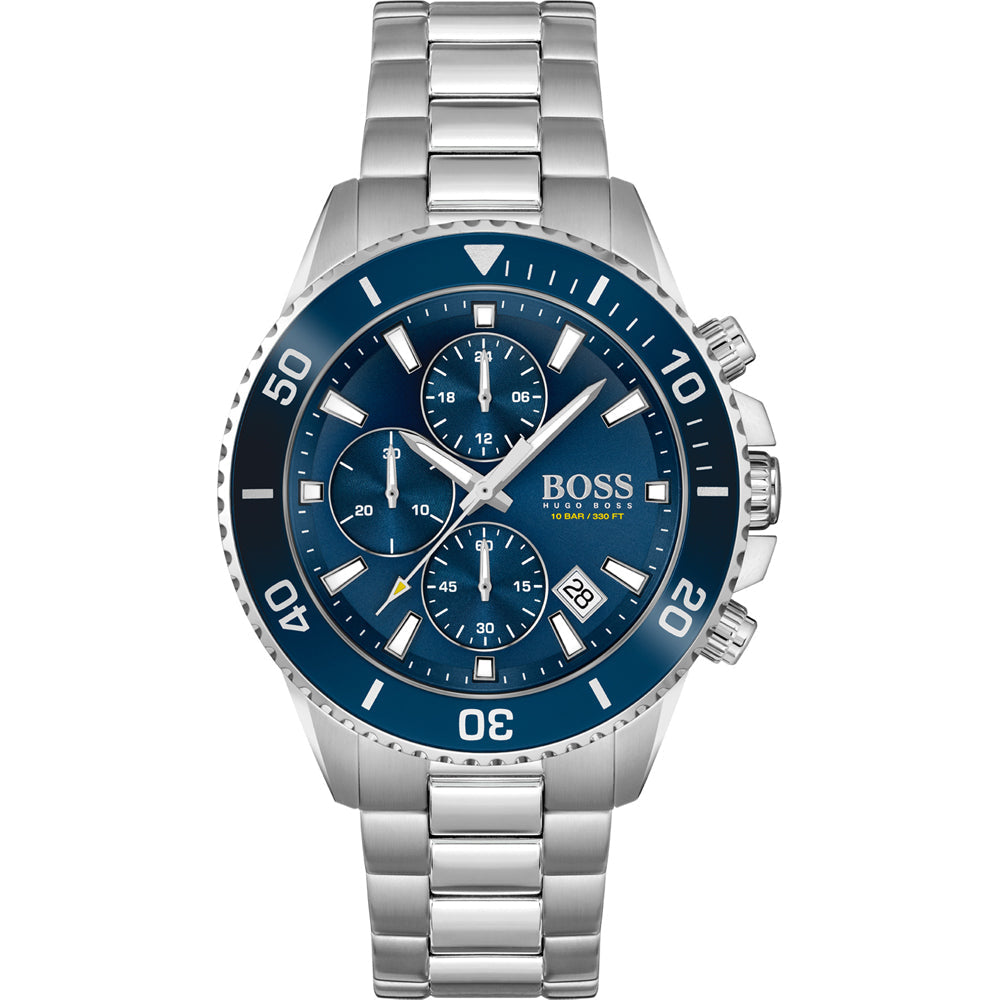 Hugo Boss Admiral chronograph men's watch with blue dial and stainless steel bracelet