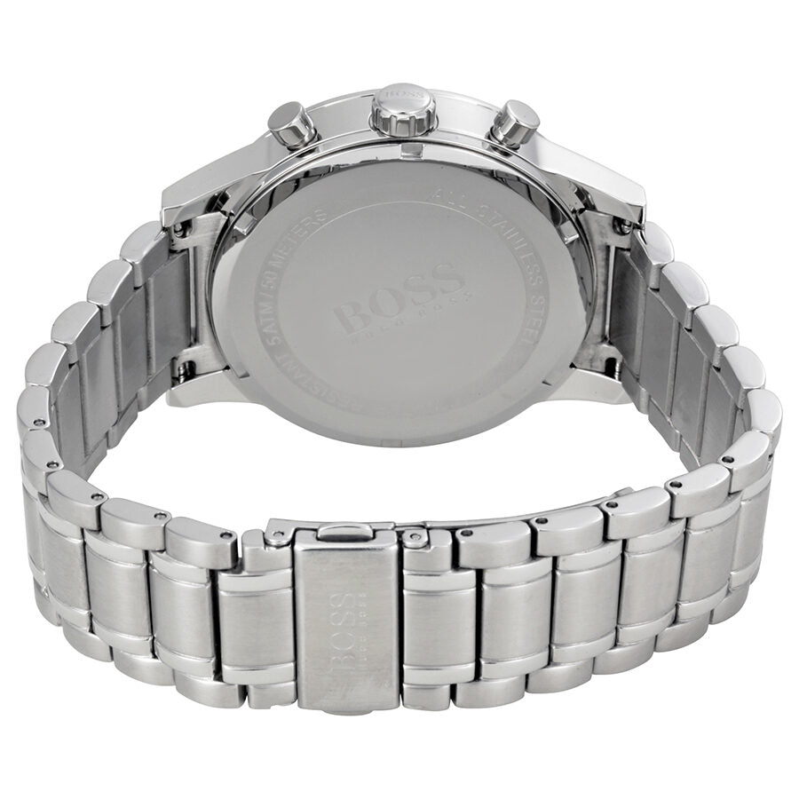 Hugo Boss Aeroliner chronograph watch caseback and stainless steel bracelet