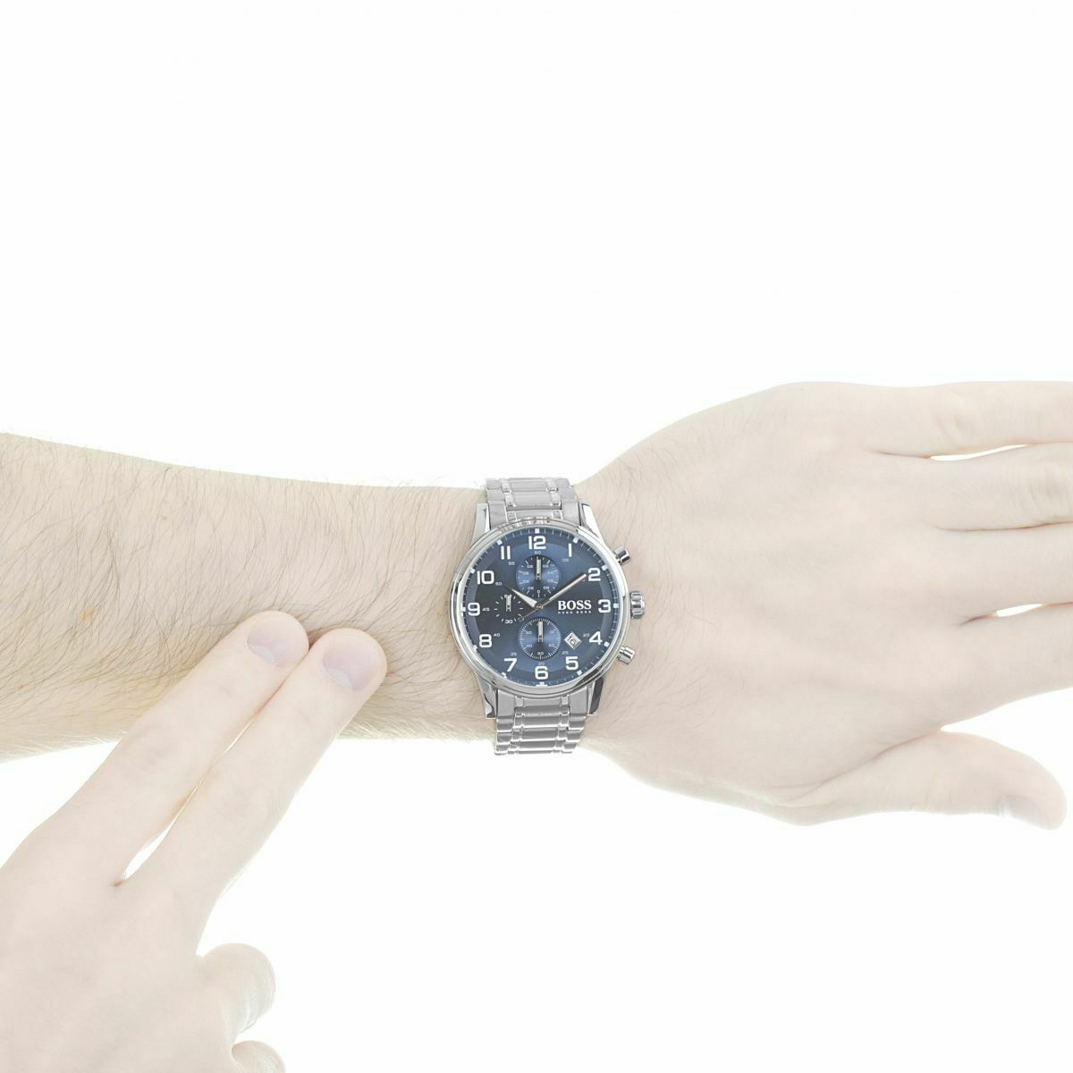 Hugo Boss Aeroliner Chronograph Blue Dial Silver Men's Watch 1513183