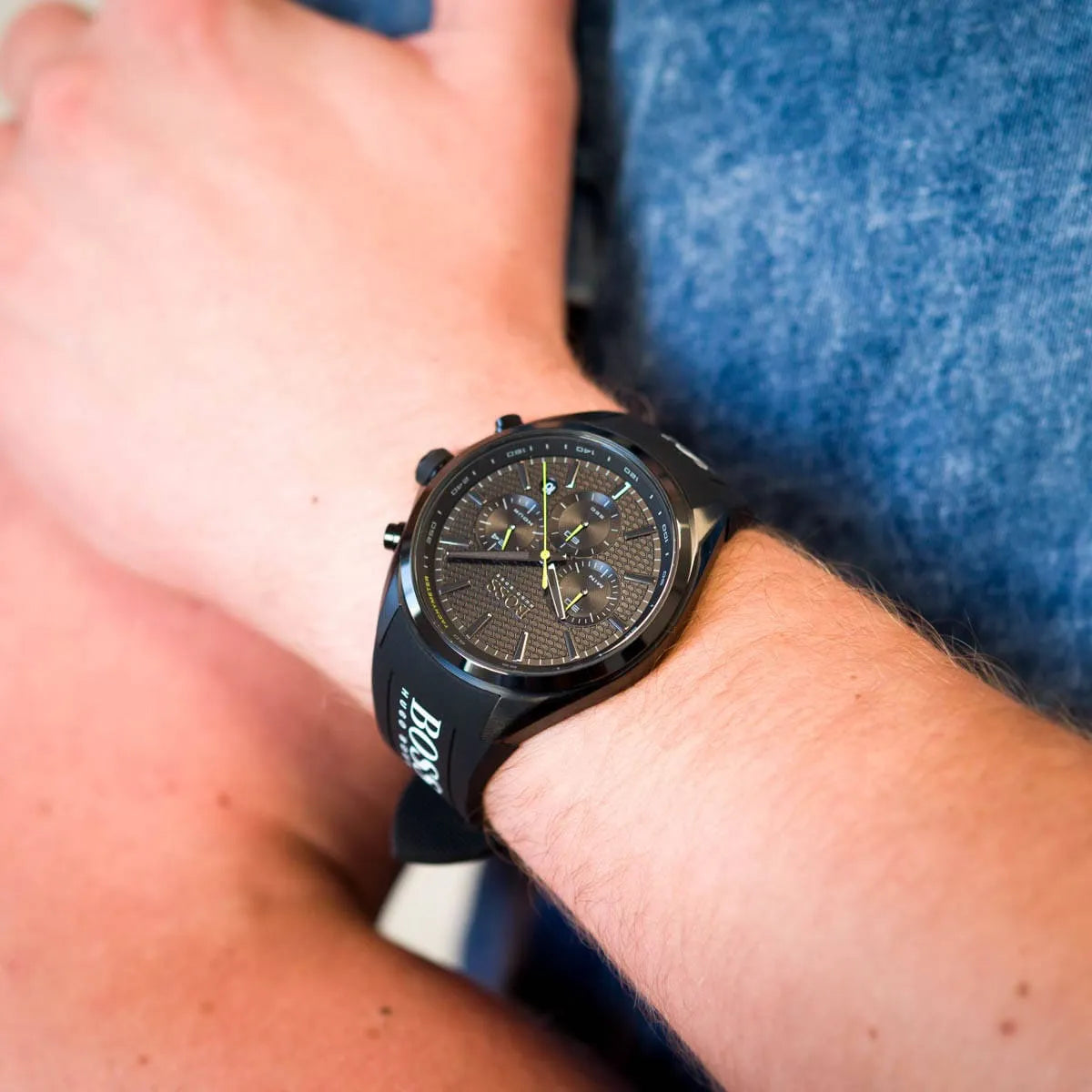 Hugo Boss Distinct Chronograph Black Dial Black Silicone Strap Watch for Men - 1513859 1513859 - Image 7