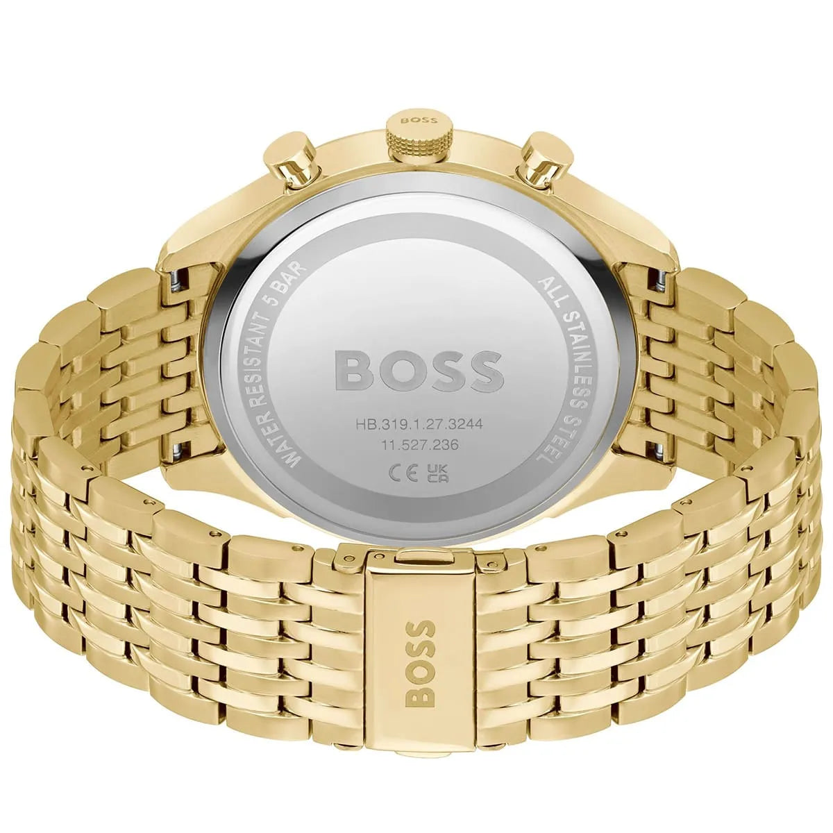 Hugo Boss Gregor watch caseback showing engraved BOSS logo and reference number