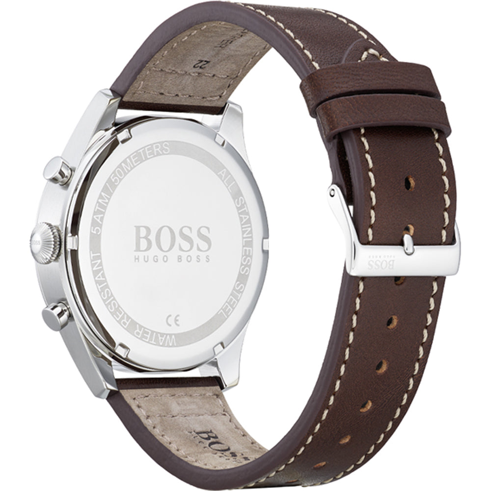Hugo Boss Pioneer Brown Leather Strap Men's Watch 1513709 - The Watches Men & CO #3