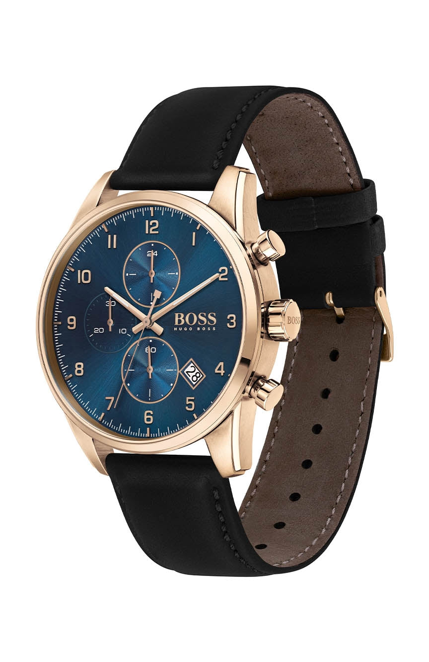 Hugo Boss Skymaster Blue Dial Leather Strap Menβs Watch 1513783 - Watch